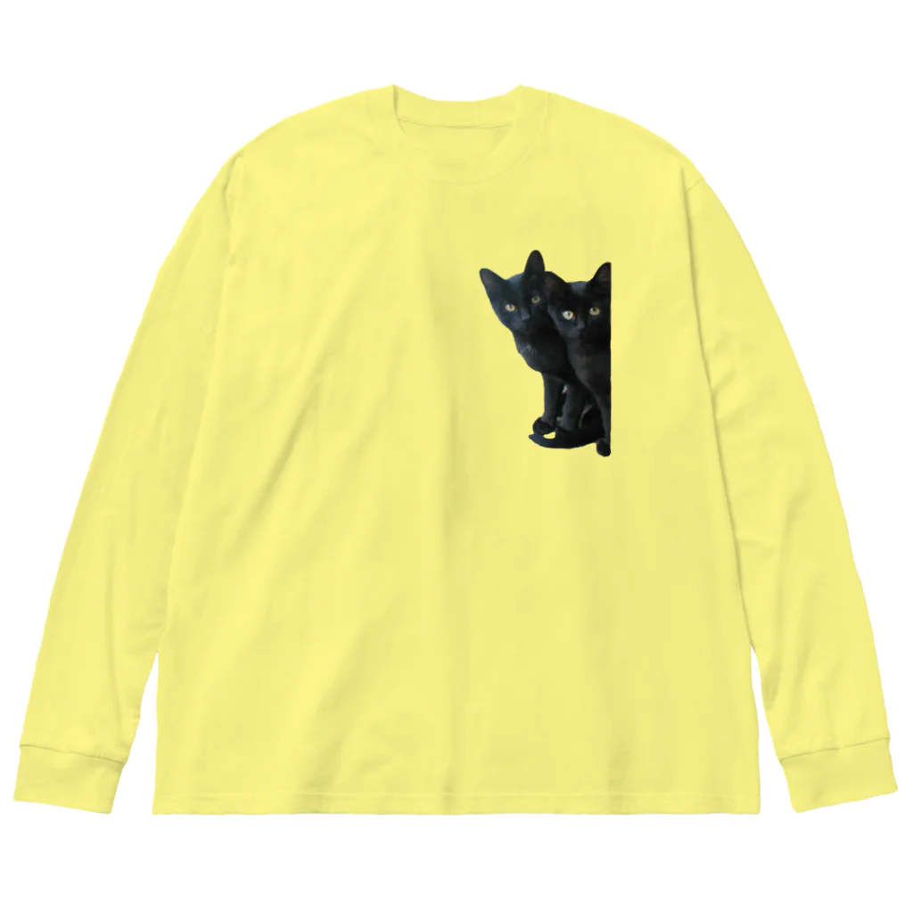 ちばっちょ【ち畳工房&猫ねこパラダイス】の黒猫は見た ビッグシルエットロングスリーブTシャツ