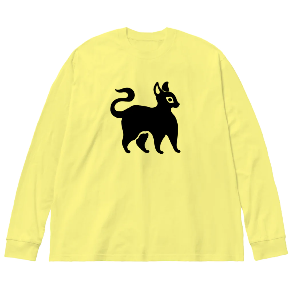 ツバメ堂の黒猫 ビッグシルエットロングスリーブTシャツ