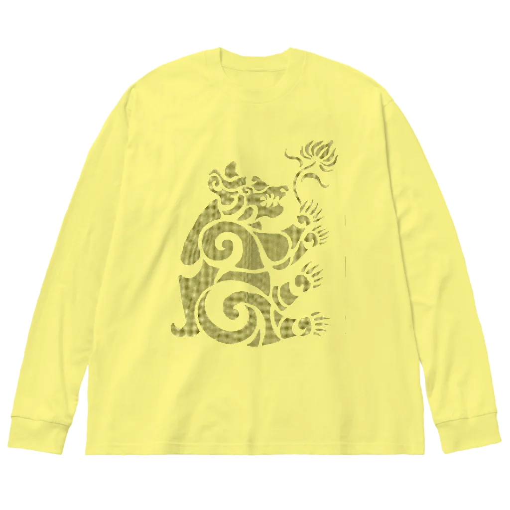 ツバメ堂の中南米風のクマ ビッグシルエットロングスリーブTシャツ