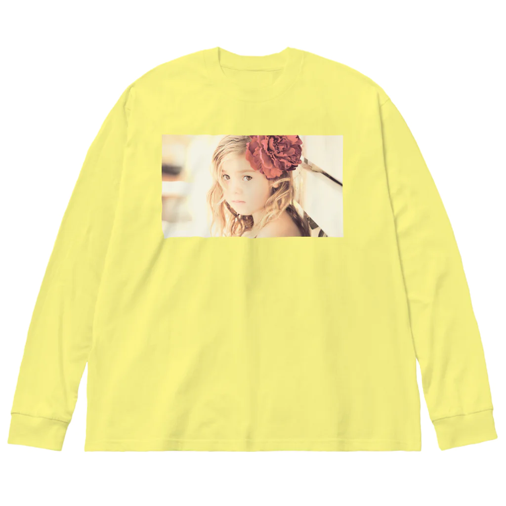 poppy22のセピアなフラワーガール ビッグシルエットロングスリーブTシャツ