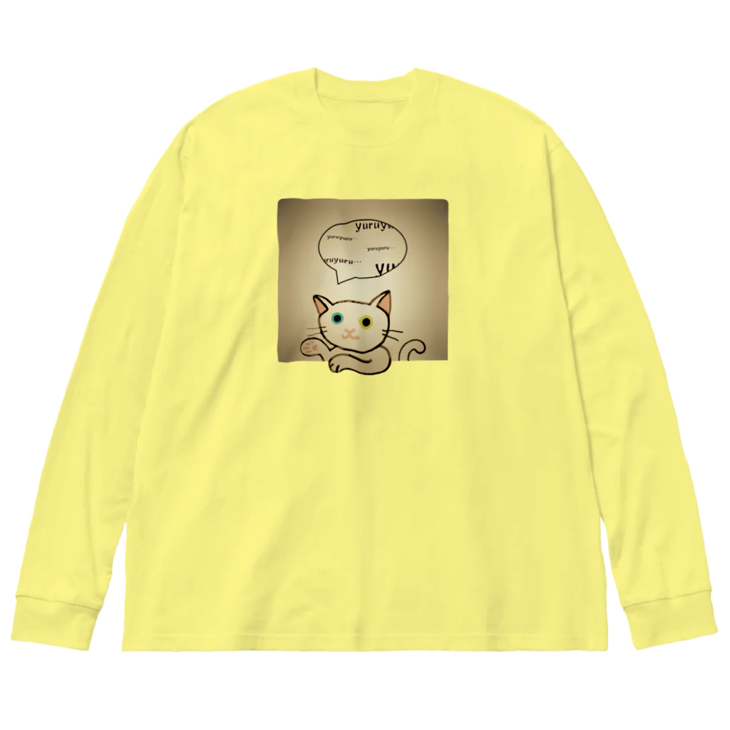 SU-KUのゆる猫オッド　セピア Big Long Sleeve T-Shirt