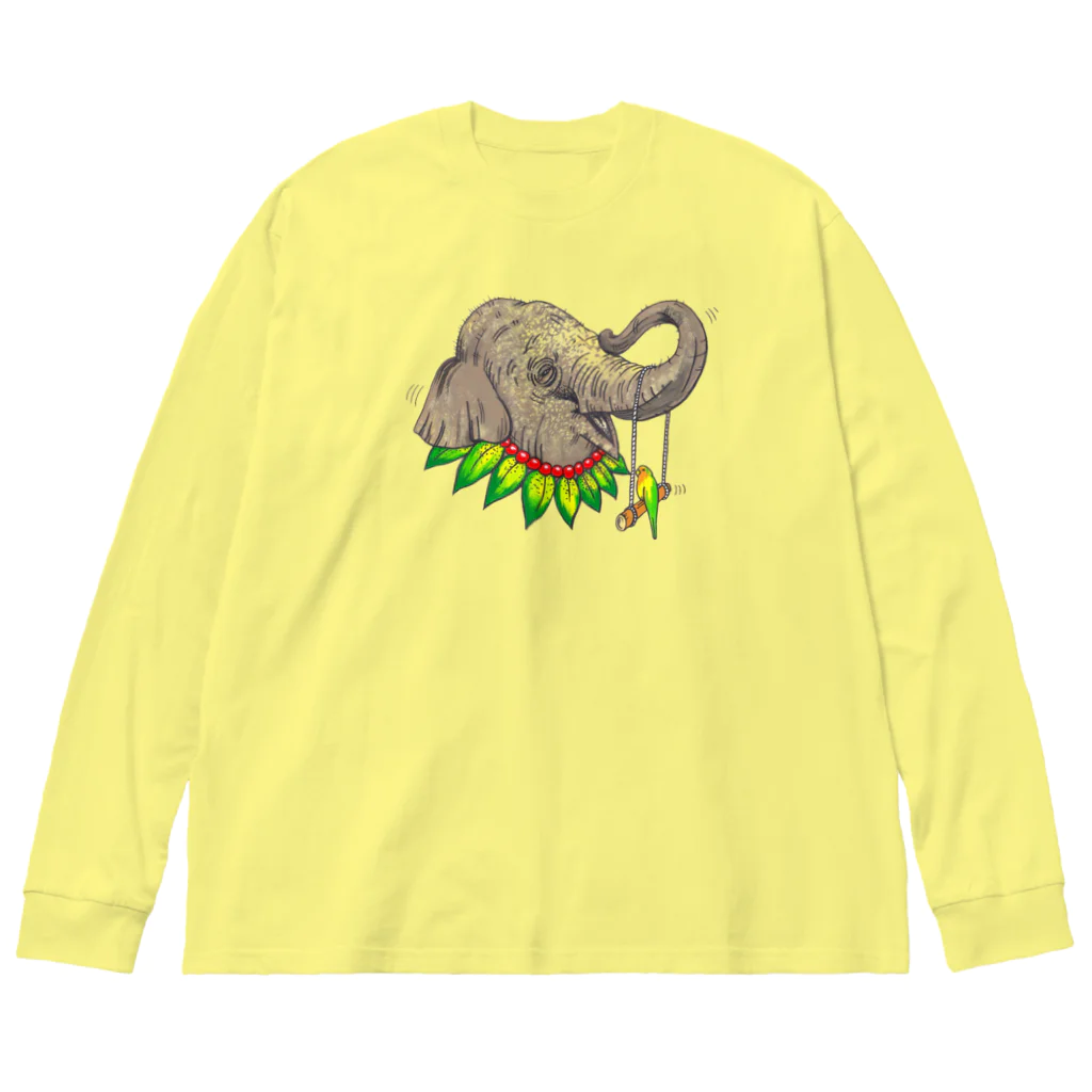 Leee_sanの子ゾウとインコ Big Long Sleeve T-Shirt