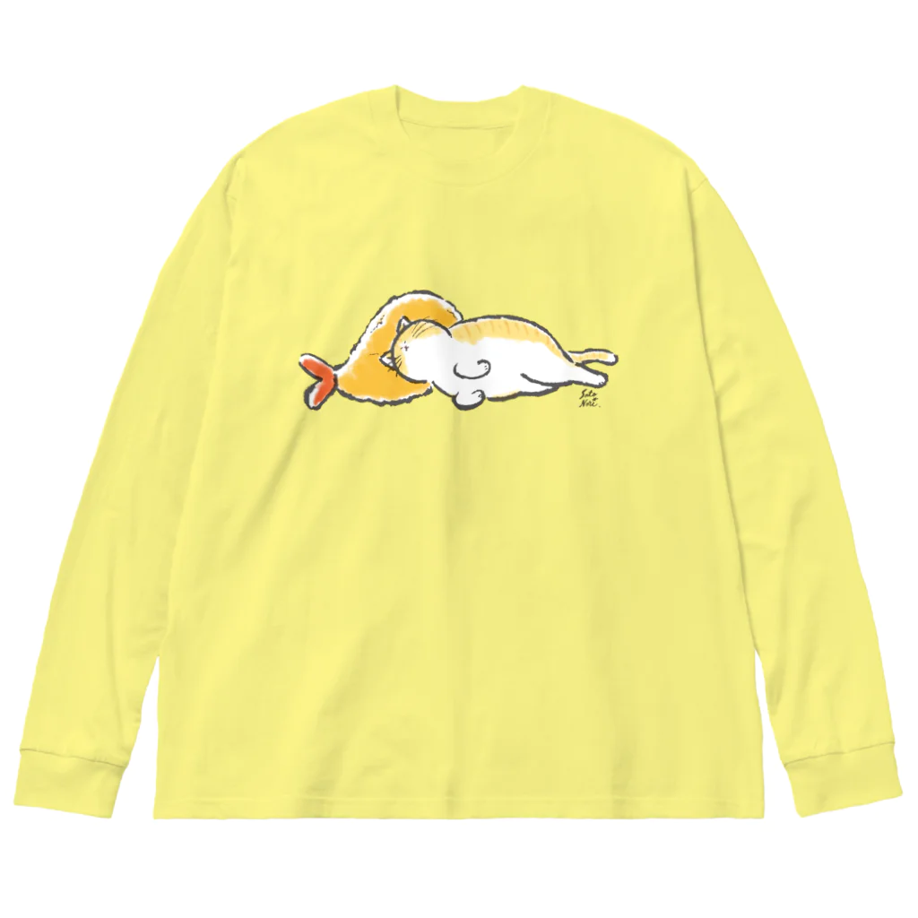 サトウノリコ*のピスピスゆーて寝るネコ【茶白】 ビッグシルエットロングスリーブTシャツ