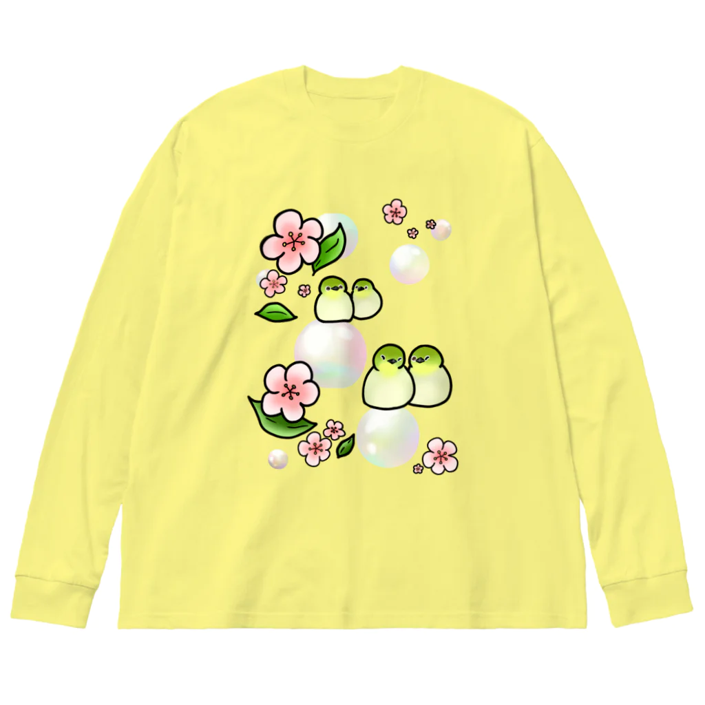 Lily bird（リリーバード）のほわほわメジロ梅 Big Long Sleeve T-Shirt