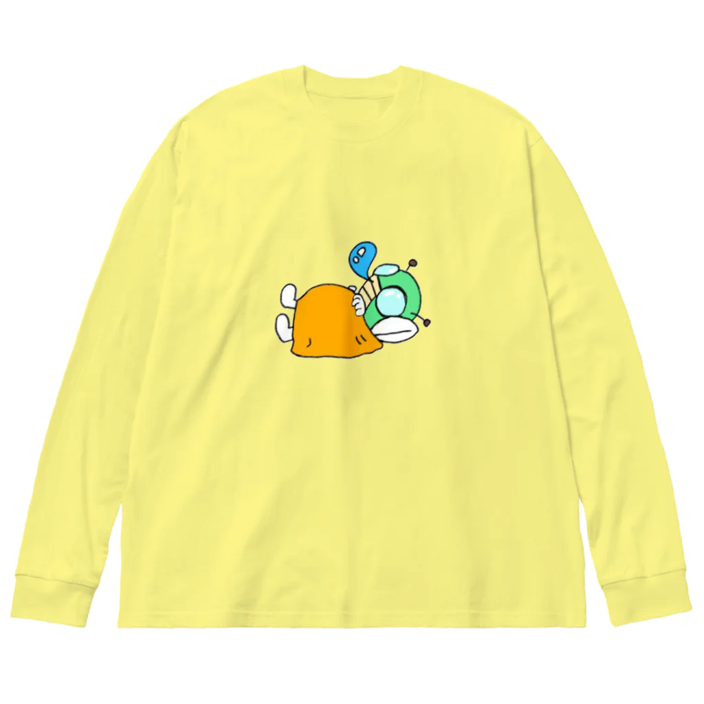 ミチル猫のお店の仮眠ライダー(オレンジ) ビッグシルエットロングスリーブTシャツ