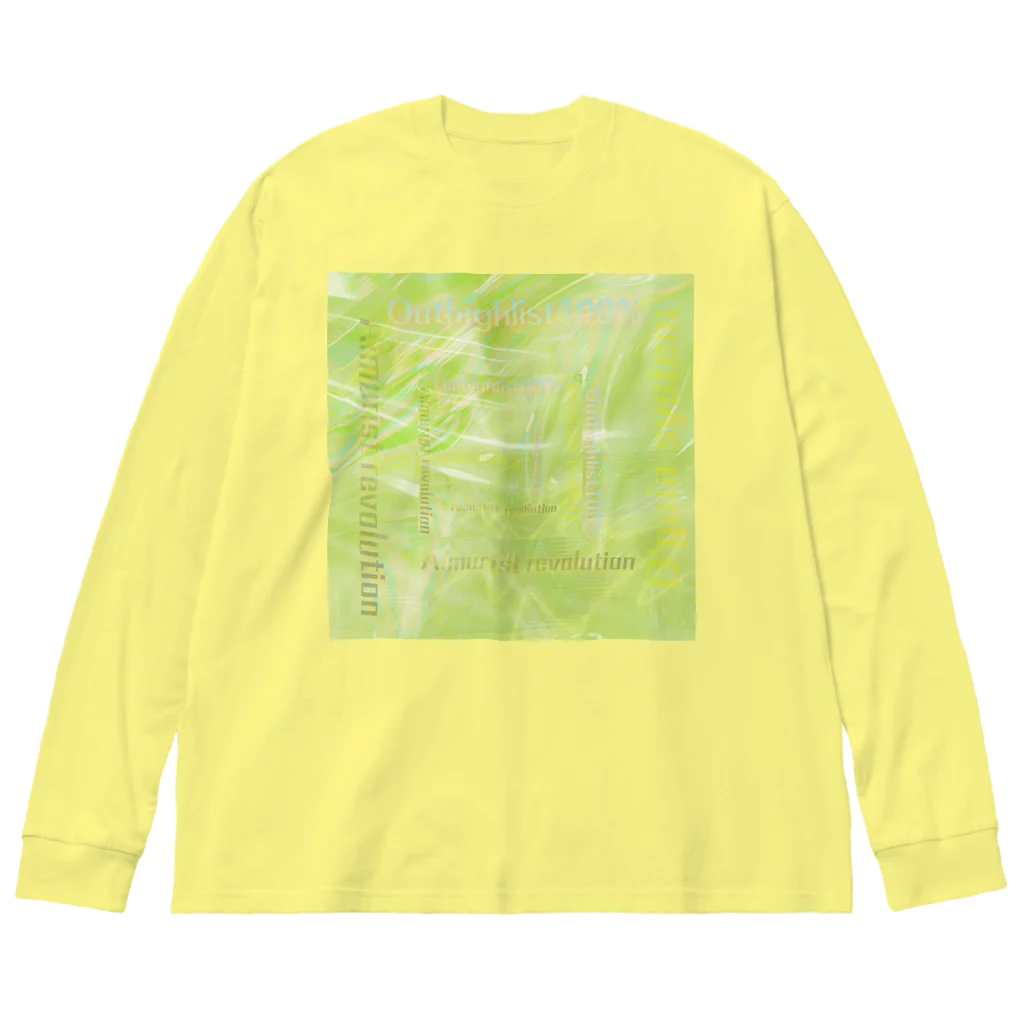 Aimurist のテキスト2021暗号ウグイス色 Big Long Sleeve T-Shirt