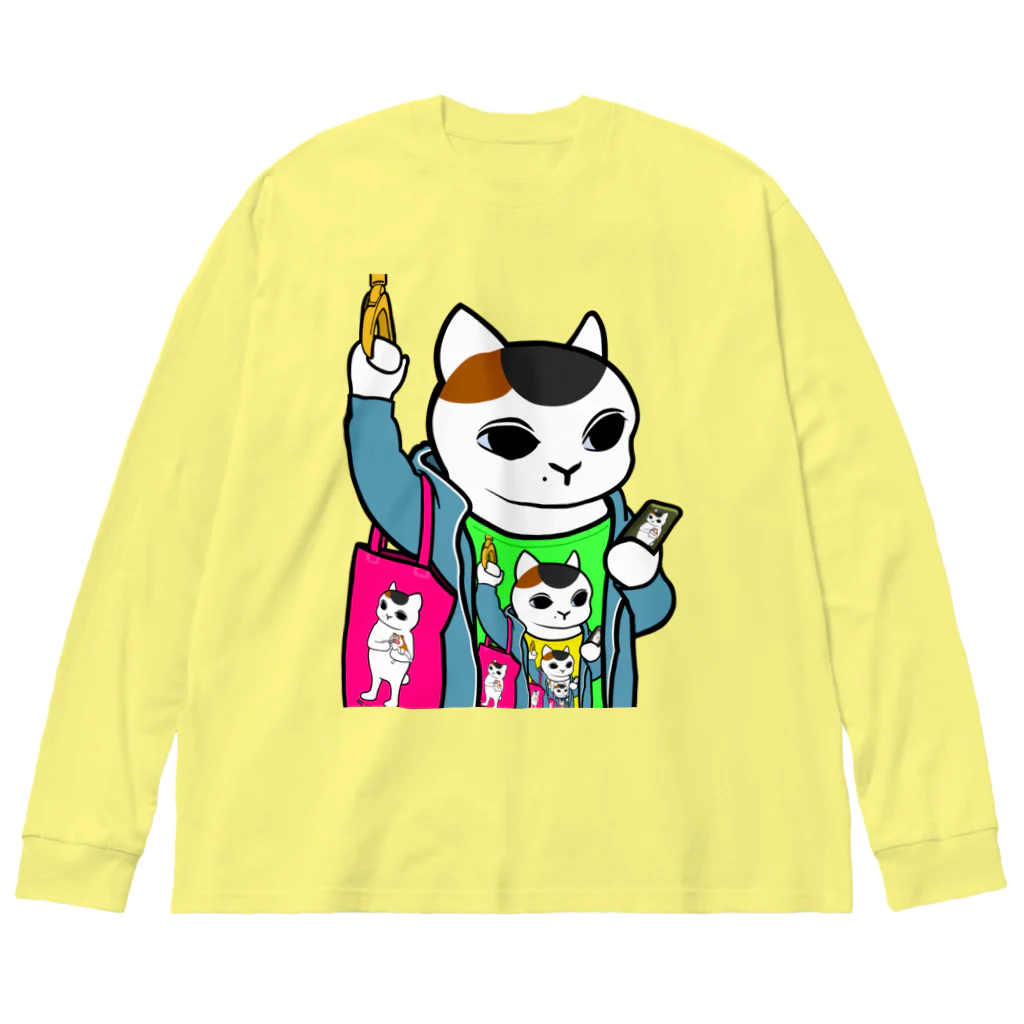 カレーゴハンナー  CURRYGOHANNERのドロステの猫 Big Long Sleeve T-Shirt