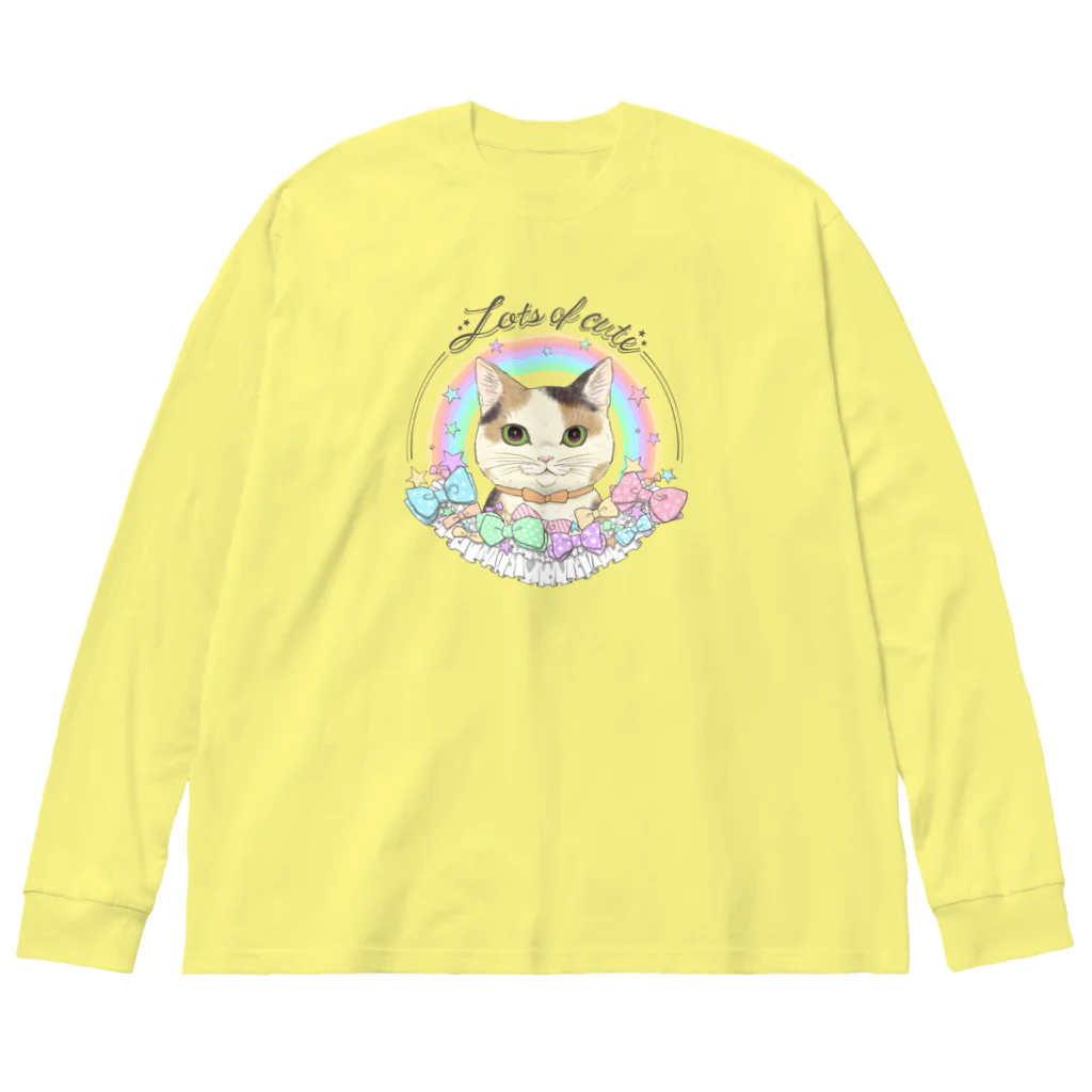 kima-maniのLots of cute 〜フリルとリボンと三毛猫と〜 ビッグシルエットロングスリーブTシャツ