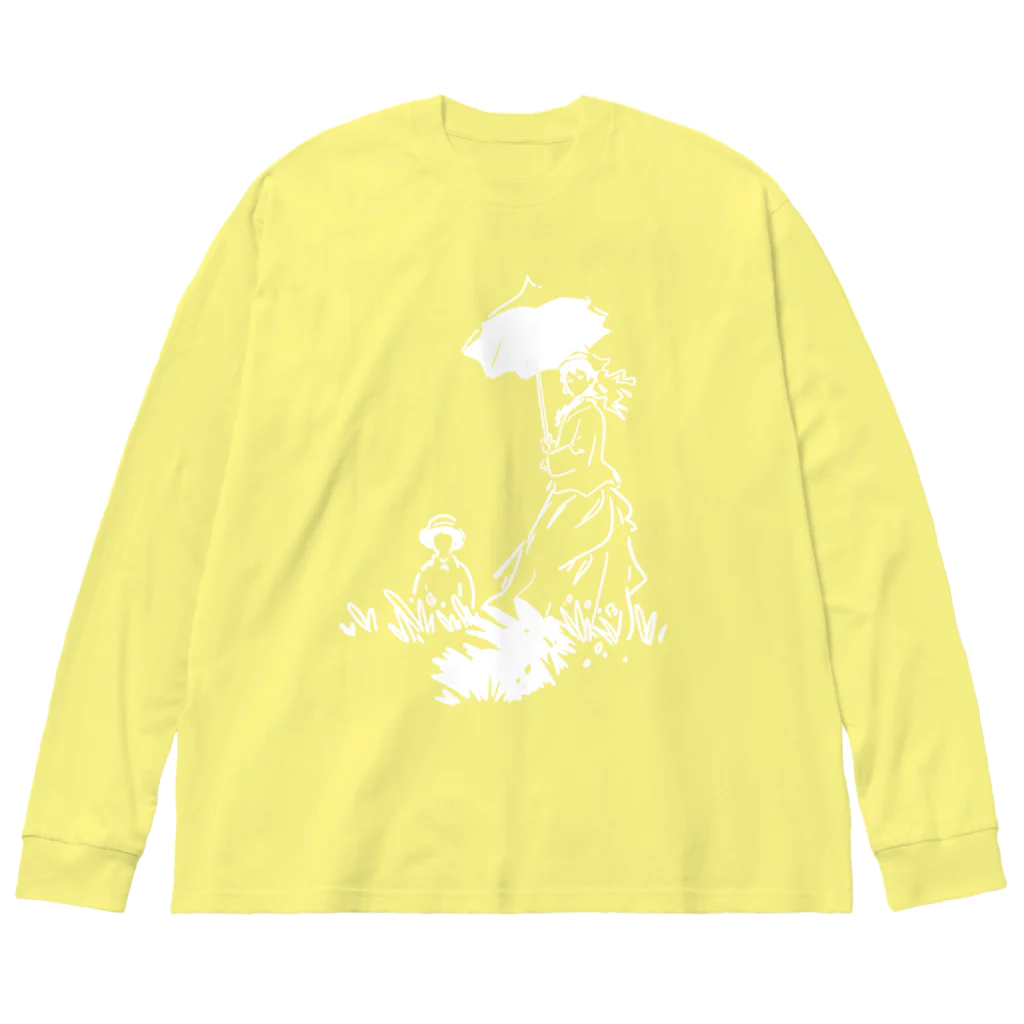 山形屋米店の白版＿クロード・モネ「日傘をさす女」 Big Long Sleeve T-Shirt