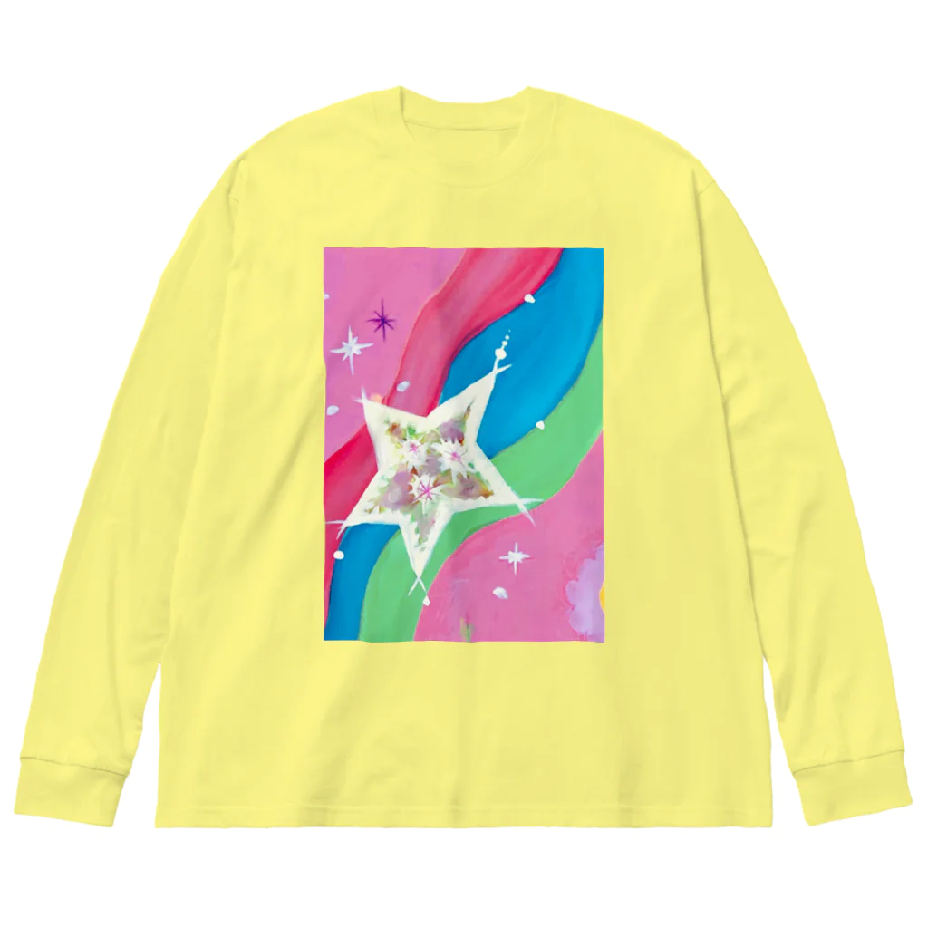 🐶シュナといろいろ🎨の流れ星　(ピンク) ビッグシルエットロングスリーブTシャツ