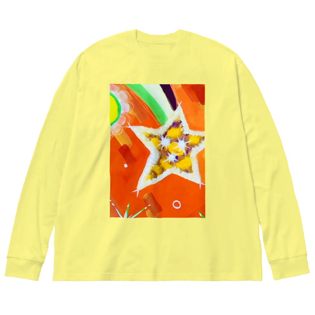 🐶シュナといろいろ🎨の流れ星　(オレンジ) ビッグシルエットロングスリーブTシャツ