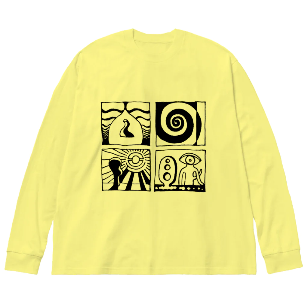 太陽の眼の太陽の眼 文字絵(黒/前面) ビッグシルエットロングスリーブTシャツ