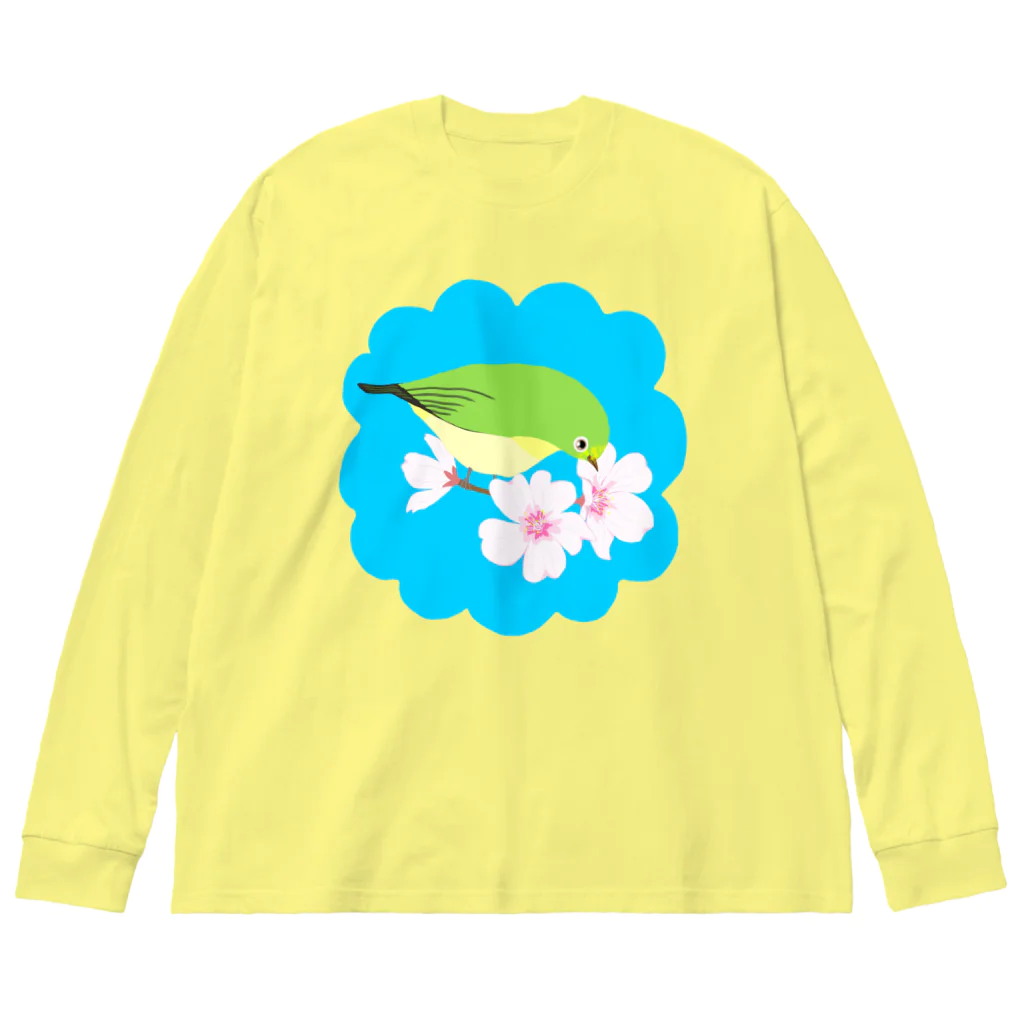 LalaHangeulの桜とメジロさん Big Long Sleeve T-Shirt