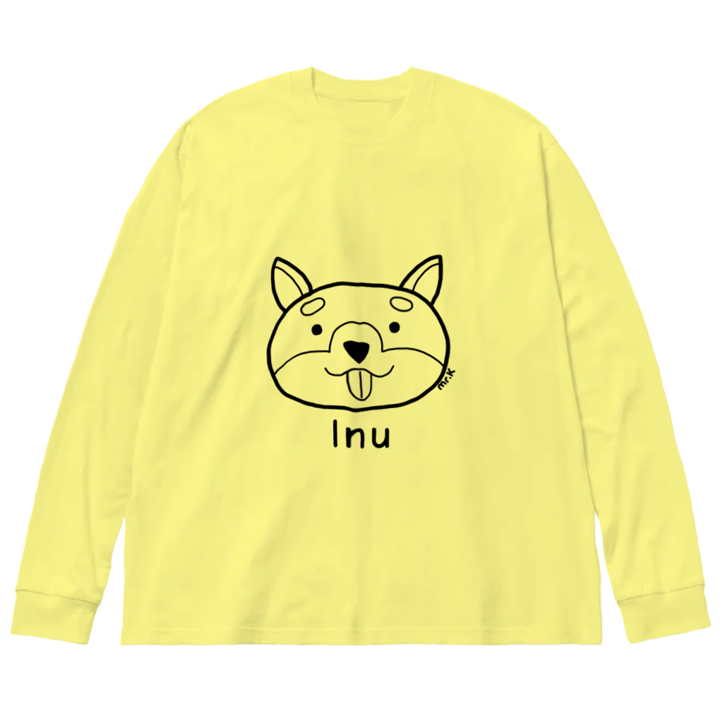 MrKShirtsのInu (犬) 黒デザイン ビッグシルエットロングスリーブTシャツ