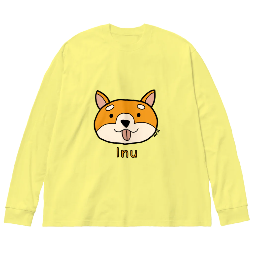 MrKShirtsのInu (犬) 色デザイン ビッグシルエットロングスリーブTシャツ