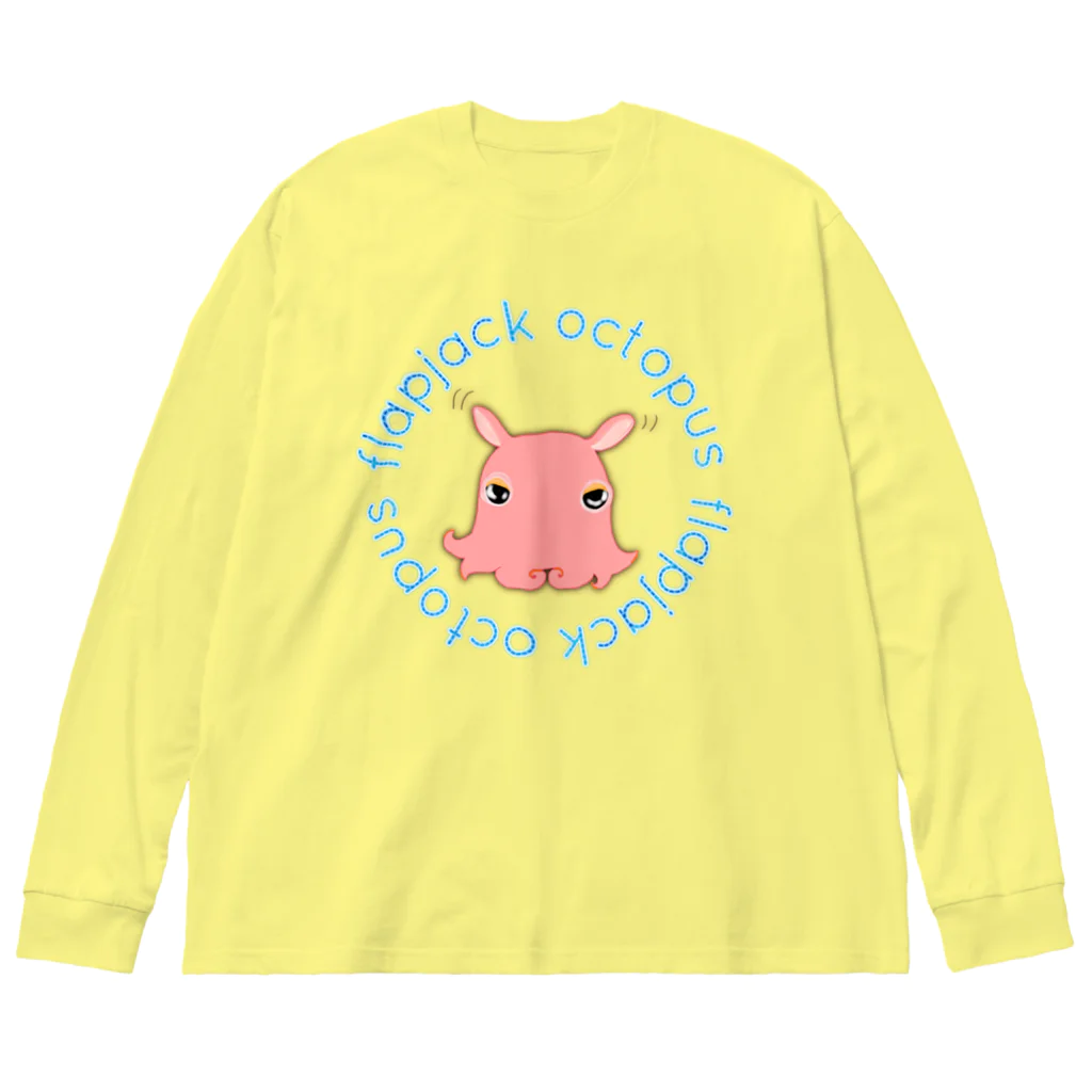 LalaHangeulのFlapjack Octopus(メンダコ) 英語バージョン ビッグシルエットロングスリーブTシャツ