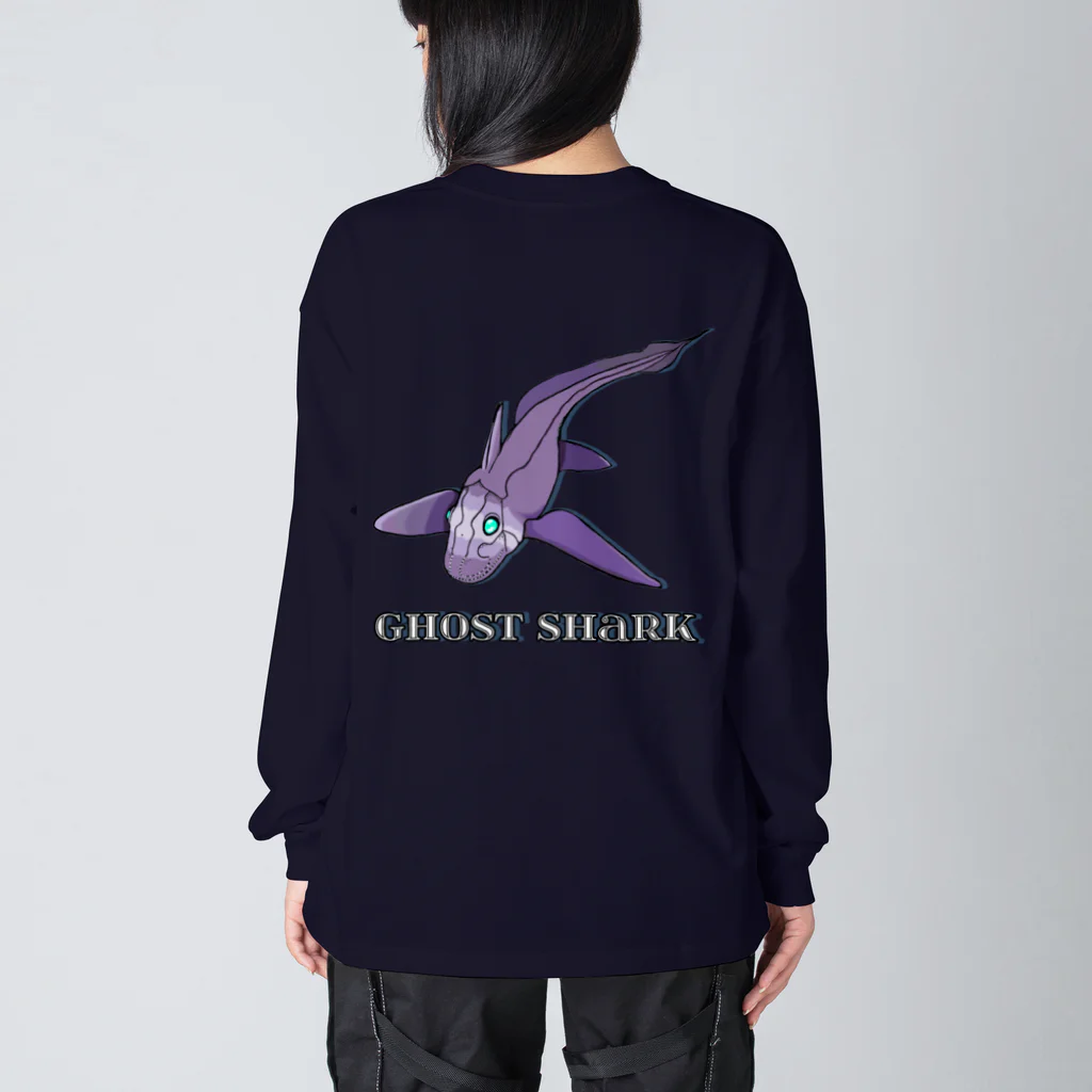 LalaHangeulのGhost Shark バックプリント ビッグシルエットロングスリーブTシャツ