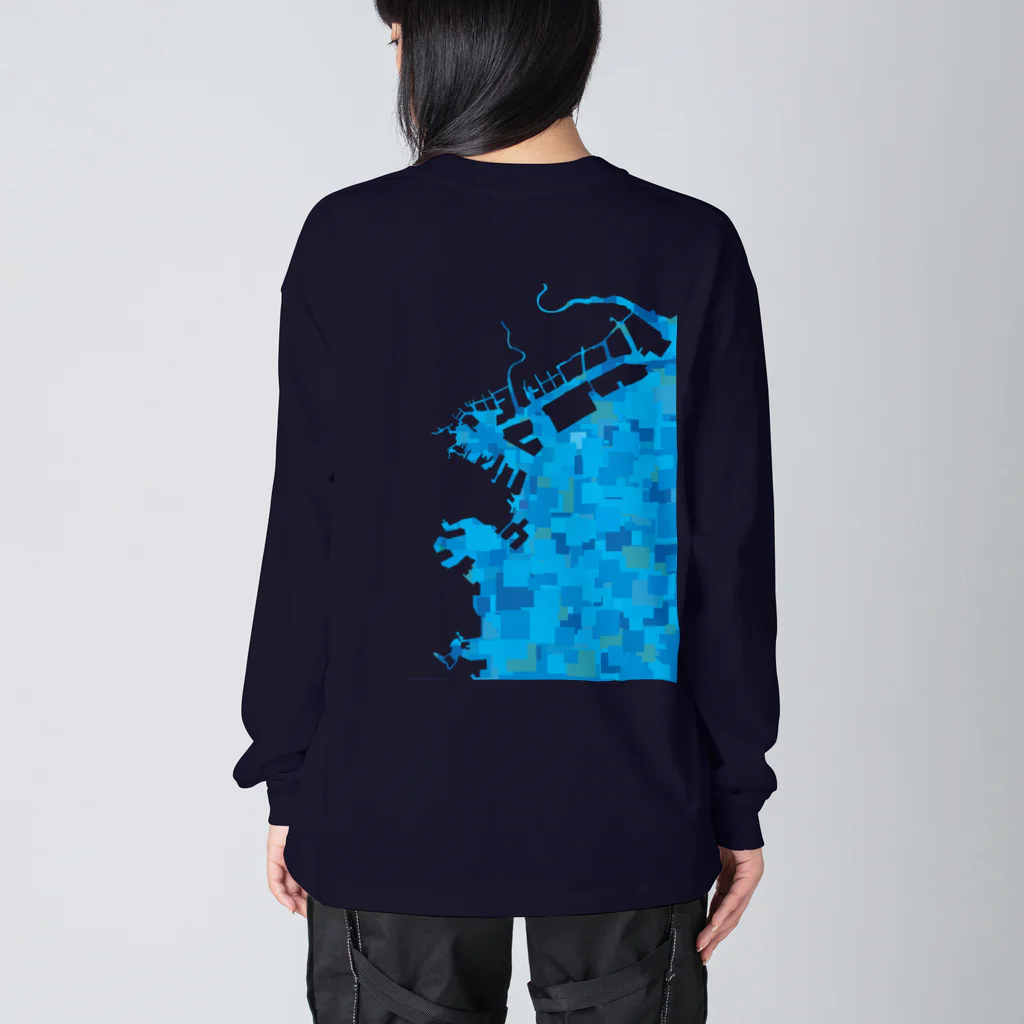 cuuyabowの横浜港　モザイクブルー Big Long Sleeve T-Shirt