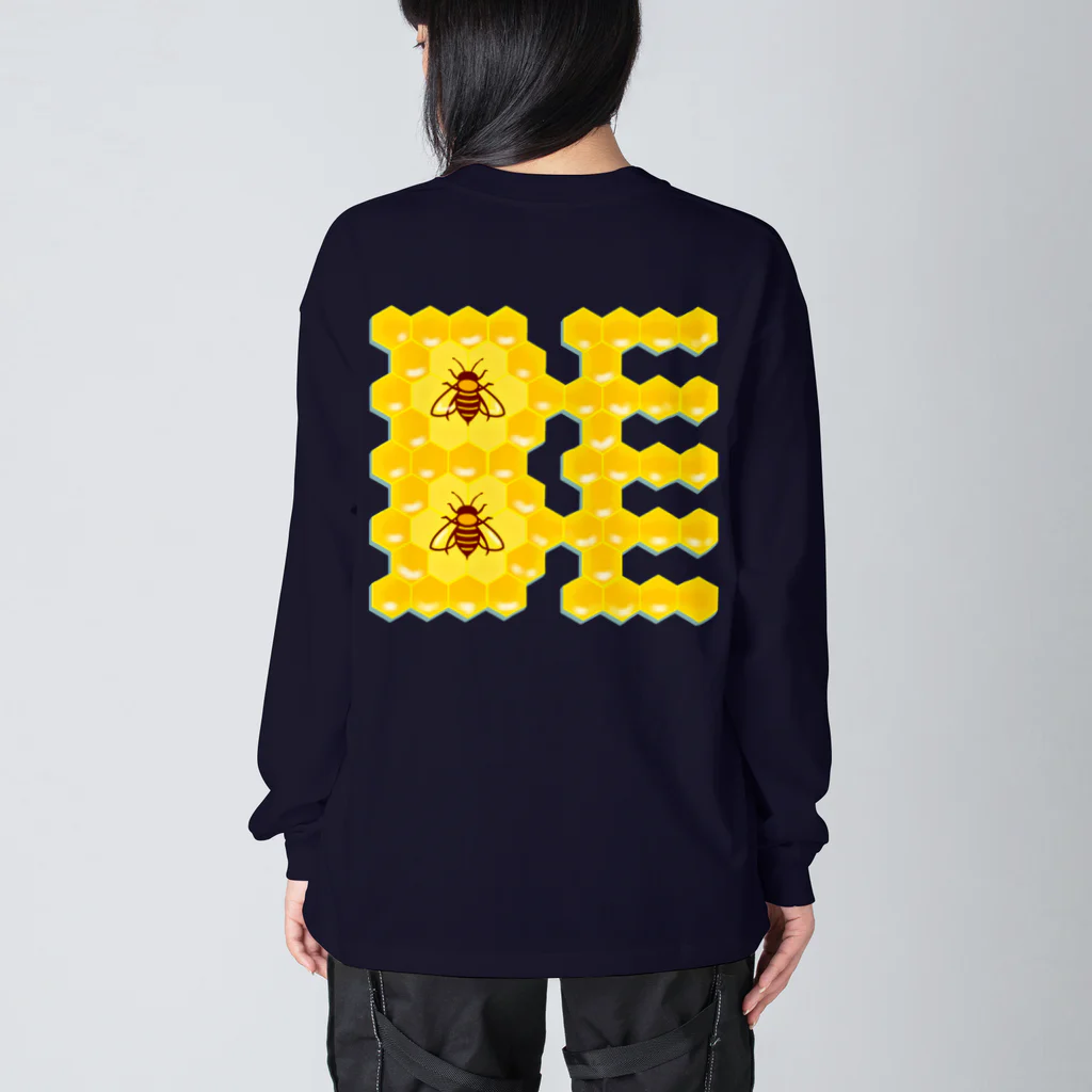 LalaHangeulのハニカム構造(BEE） Big Long Sleeve T-Shirt