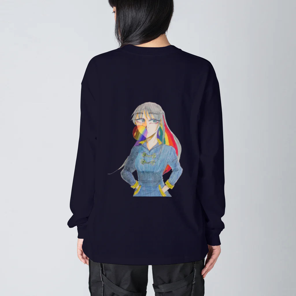 お白湯の脳内の虹色インナーカラー Big Long Sleeve T-Shirt