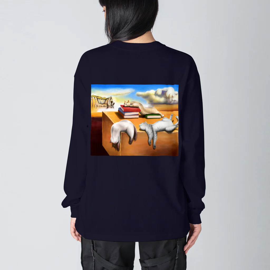 Neko-Shika-KatanのMelting Cats 溶ける猫 Big Long Sleeve T-Shirt