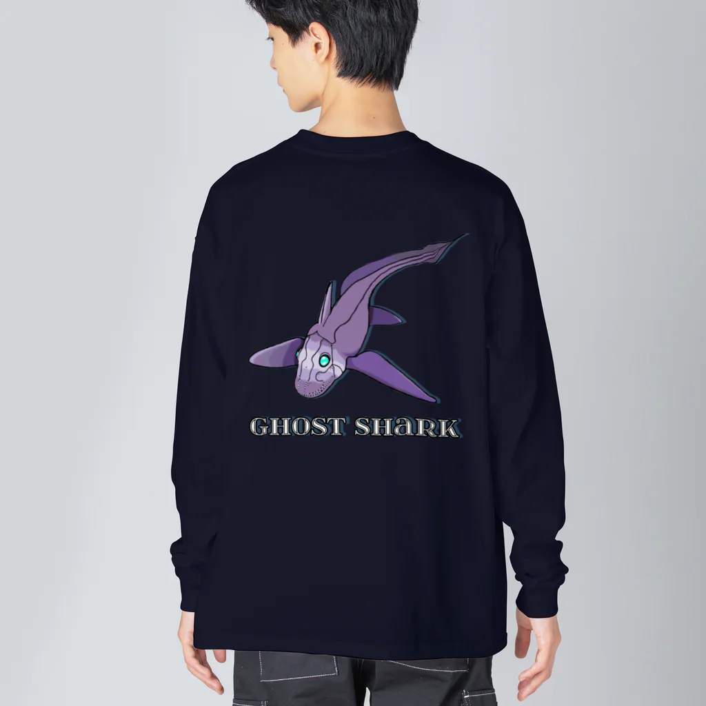 LalaHangeulのGhost Shark バックプリント ビッグシルエットロングスリーブTシャツ