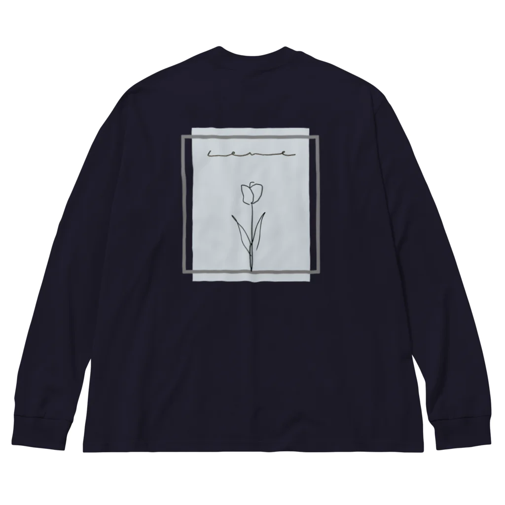 rilybiiのgray blue × 線画チューリップ Big Long Sleeve T-Shirt