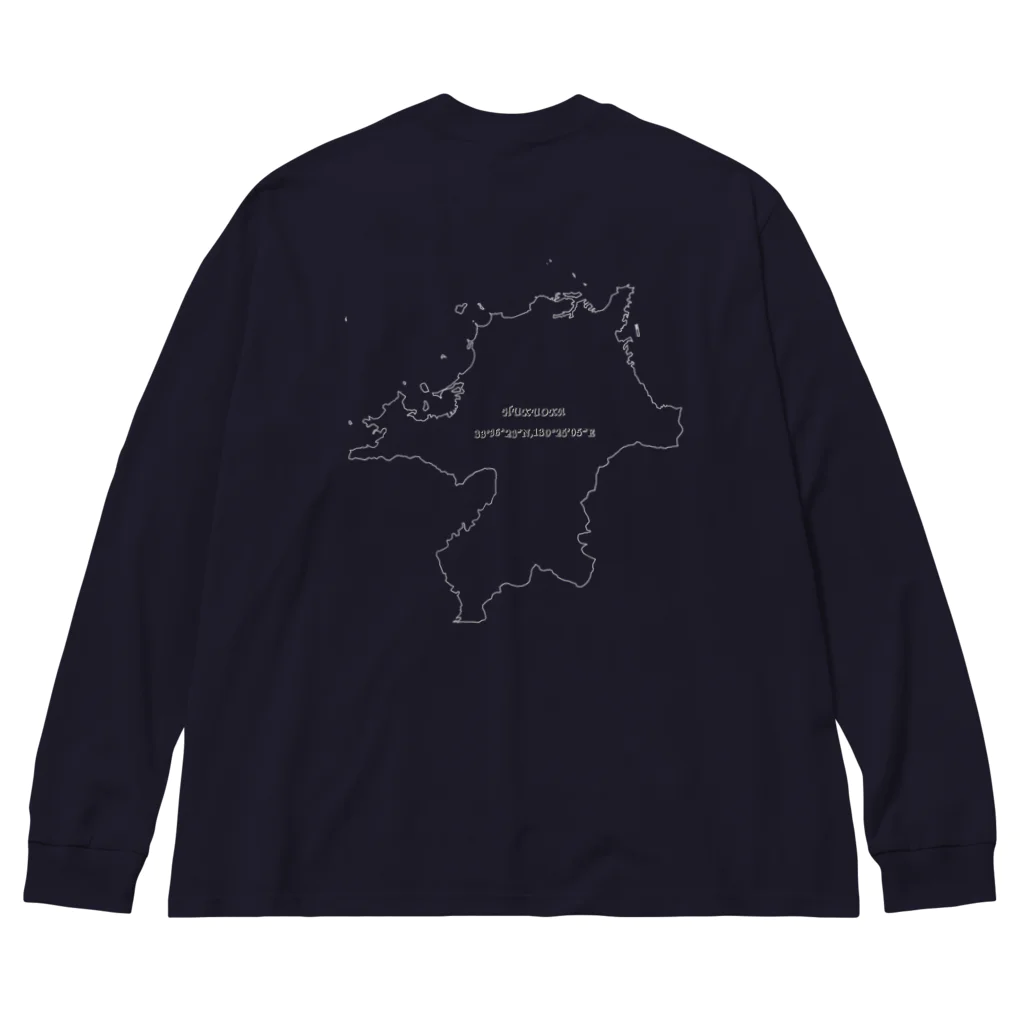 mutayuの福岡県の地図 ビッグシルエットロングスリーブTシャツ