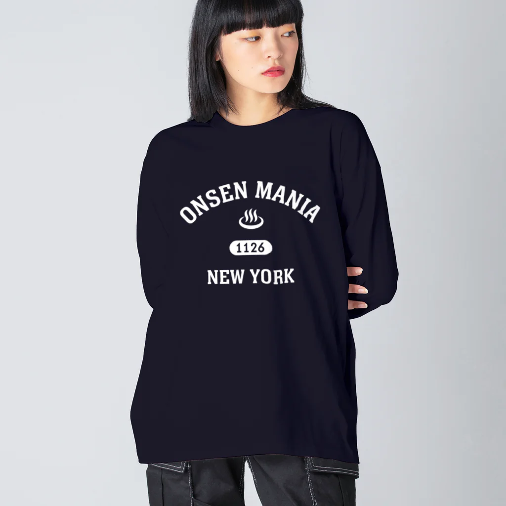 kg_shopのONSEN MANIA (ホワイト) ビッグシルエットロングスリーブTシャツ