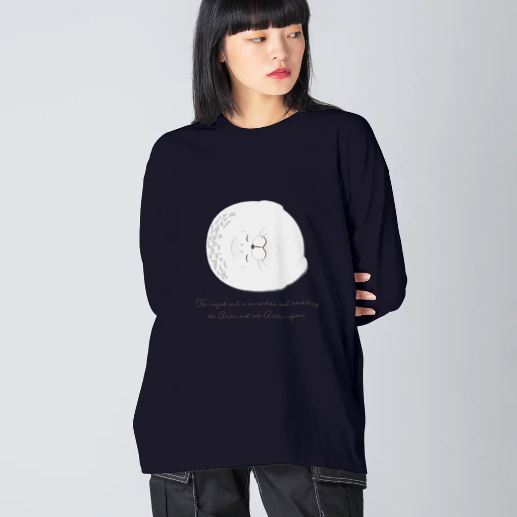 chiho_seal_shopのスヤスヤ ワモンアザラシ sleeping ringed seal ビッグシルエットロングスリーブTシャツ