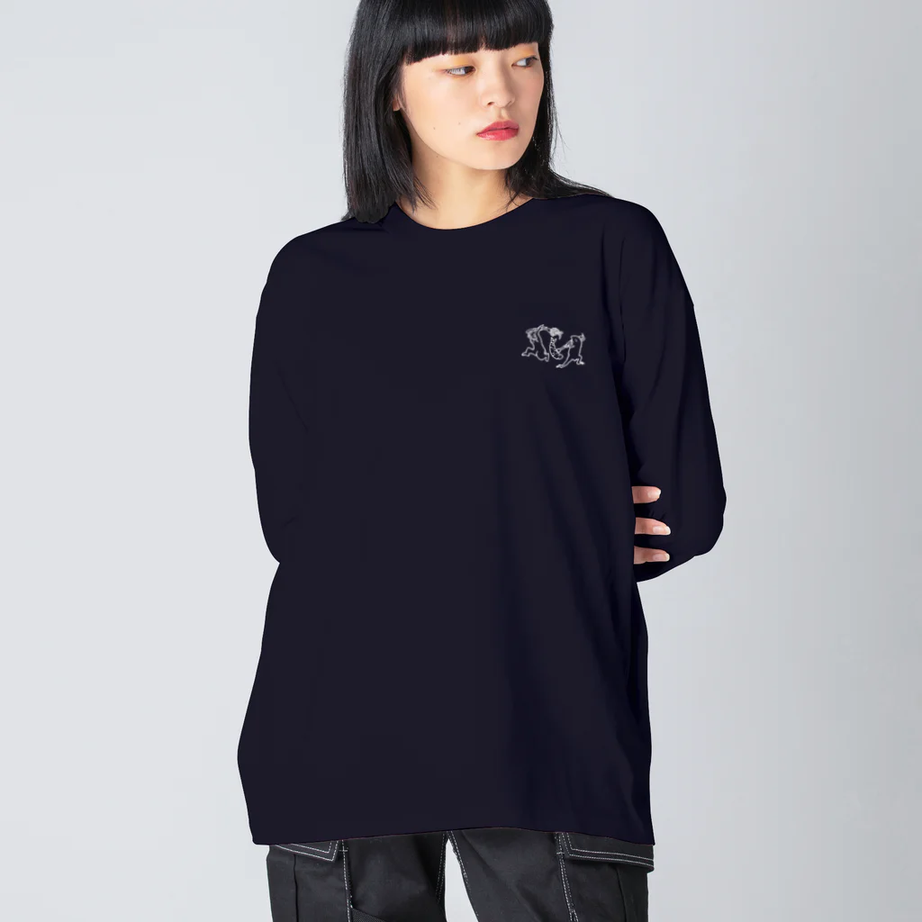 GOODS SHOP【そぞろな小窓】 SUZURI店の[ワンポイント]【ぎがといっしょ】《白線》 Big Long Sleeve T-Shirt