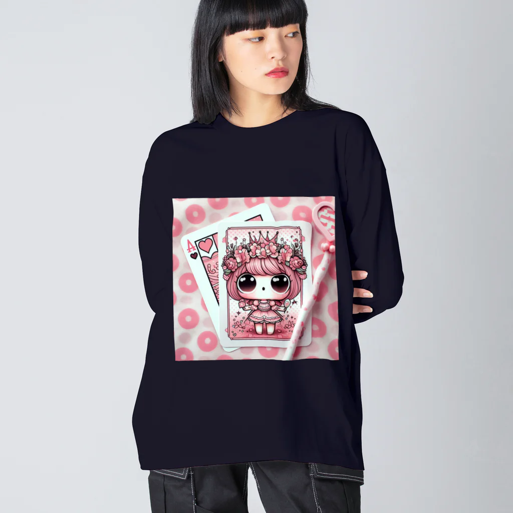 ぴーすけ🃏【ポーカーグッズ】の可愛いハートAちゃん Big Long Sleeve T-Shirt