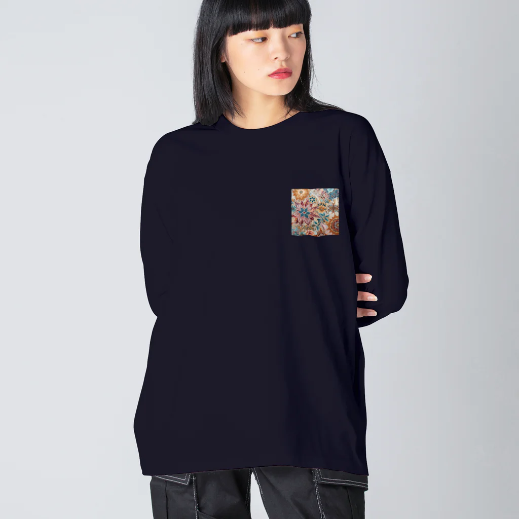 使いやすいデザインがいいね！のお花のバティック柄 鮮やか Big Long Sleeve T-Shirt