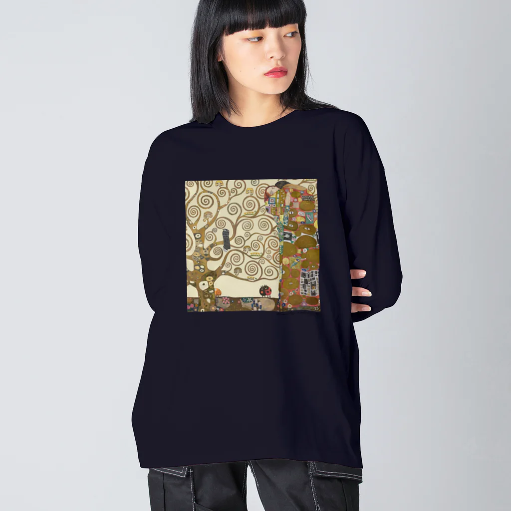 ノザキ-Nozakiの名画を楽しむてんとう虫〜抱きあう絵画〜 ビッグシルエットロングスリーブTシャツ