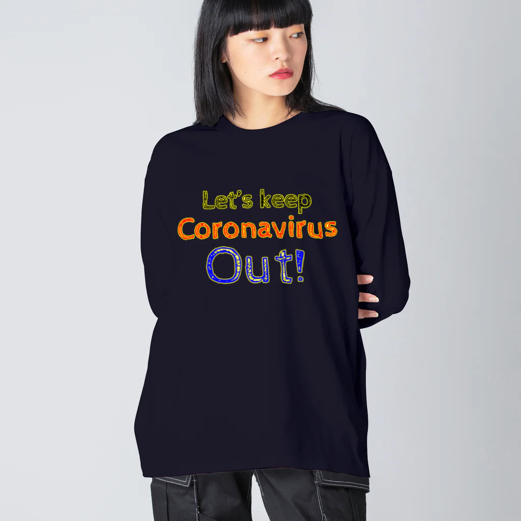 LalaHangeulのStop COVID-19 ~英語バージョン~ ビッグシルエットロングスリーブTシャツ