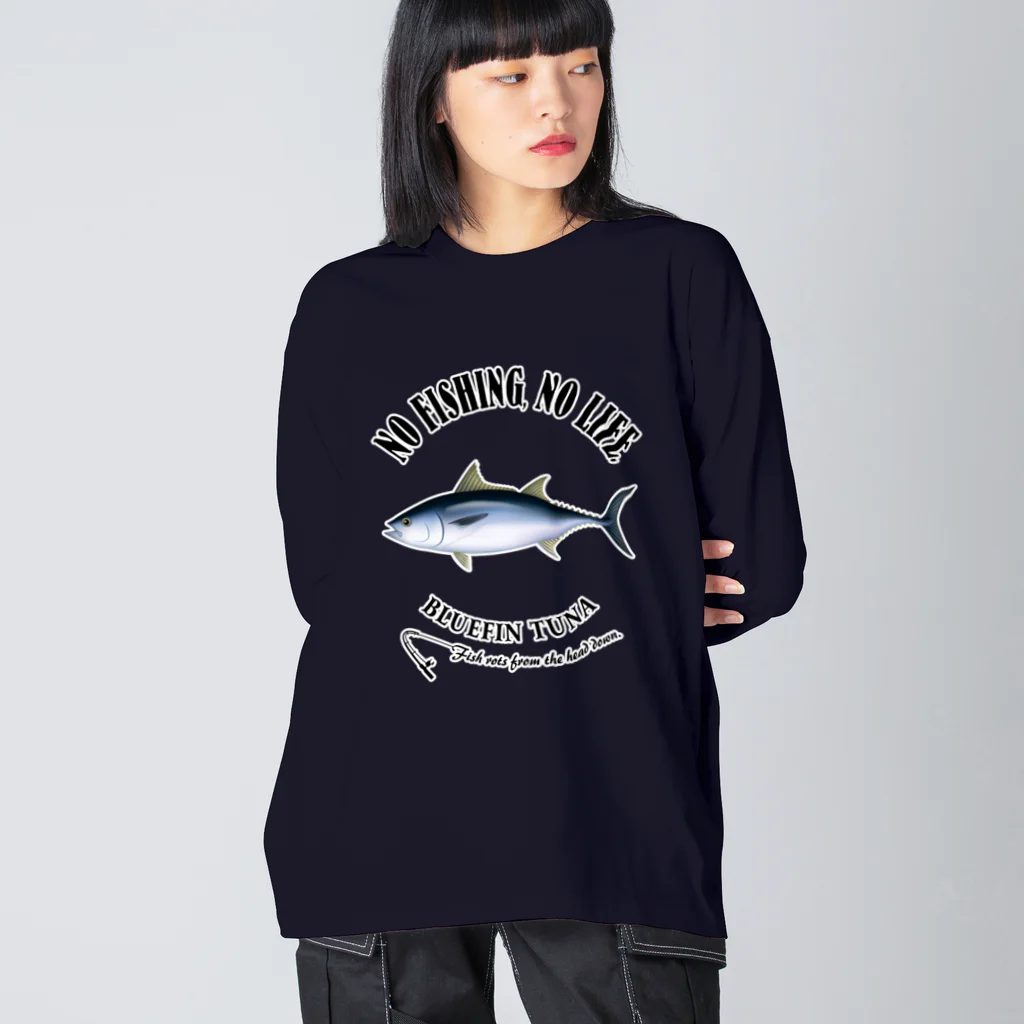 猫と釣り人のKUROMAGURO_EB_2CW Big Long Sleeve T-Shirt