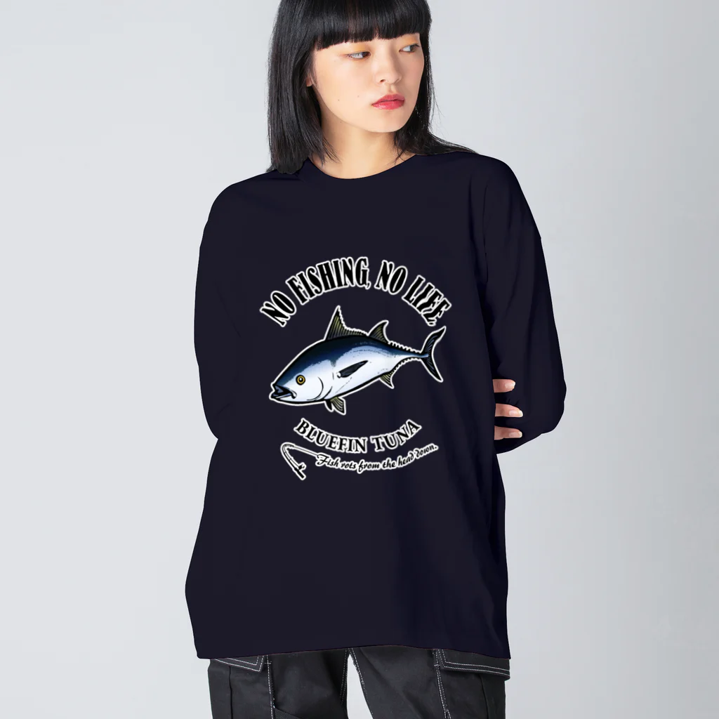 猫と釣り人のKUROMAGURO_EB_1CW ビッグシルエットロングスリーブTシャツ