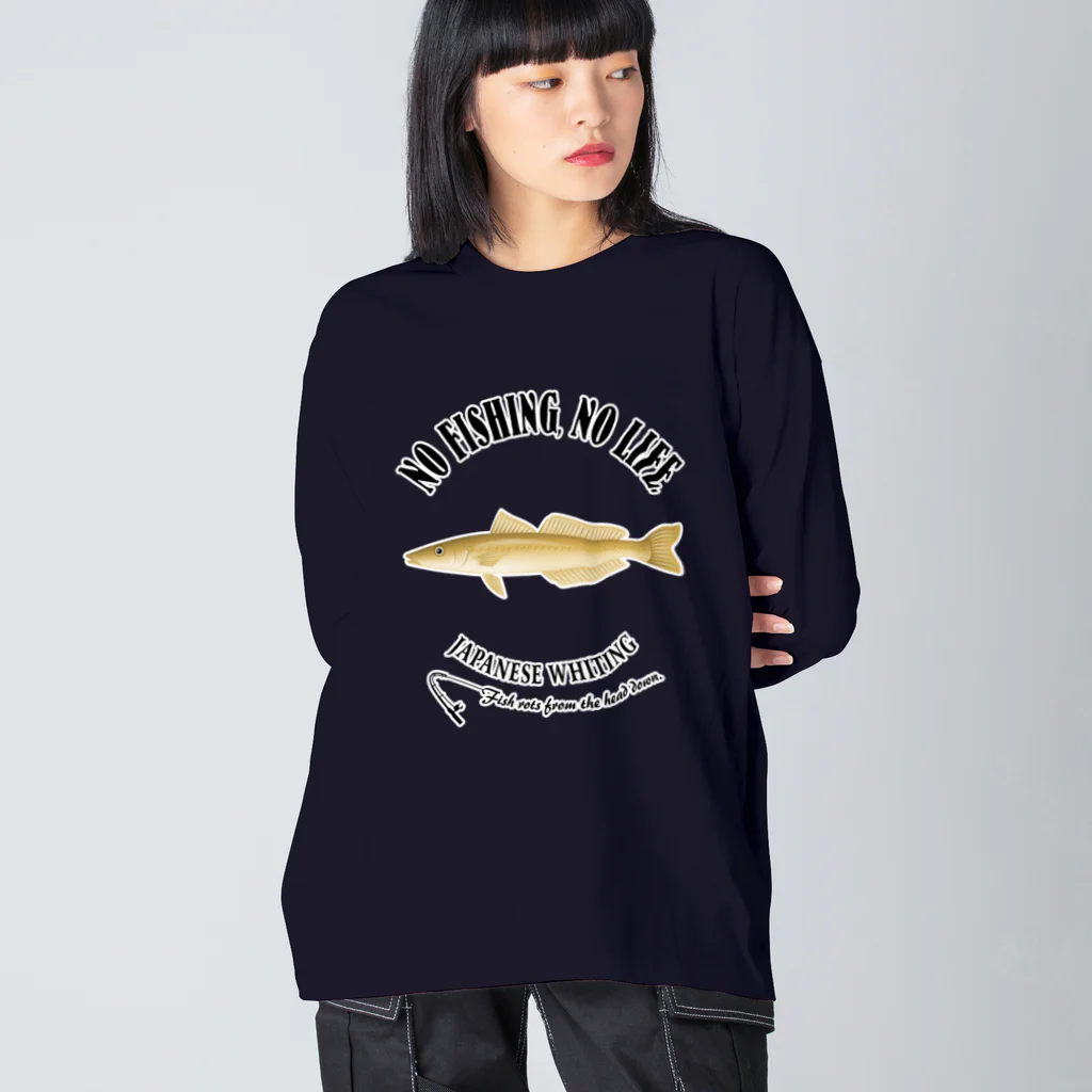 猫と釣り人のSHIROGISU_EB_2CW ビッグシルエットロングスリーブTシャツ
