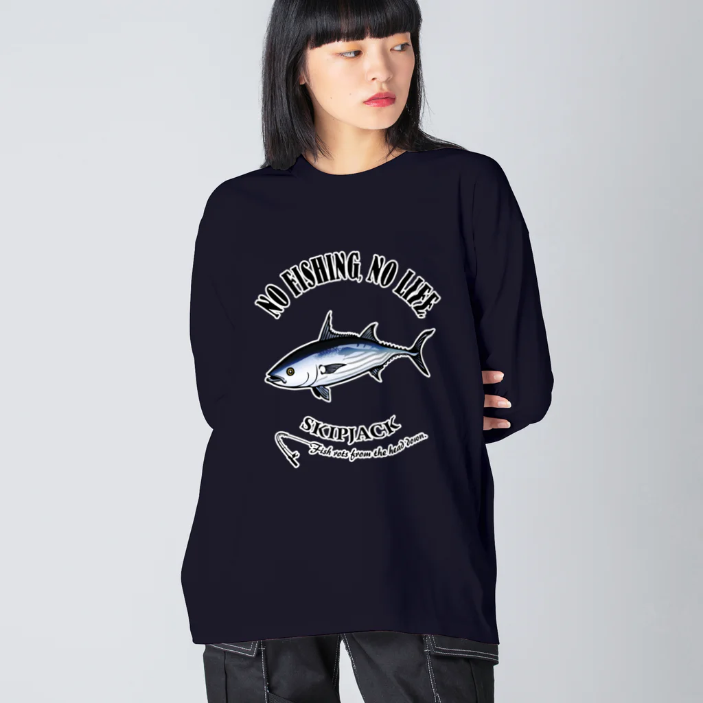 猫と釣り人のKATSUO_EB_1CW ビッグシルエットロングスリーブTシャツ