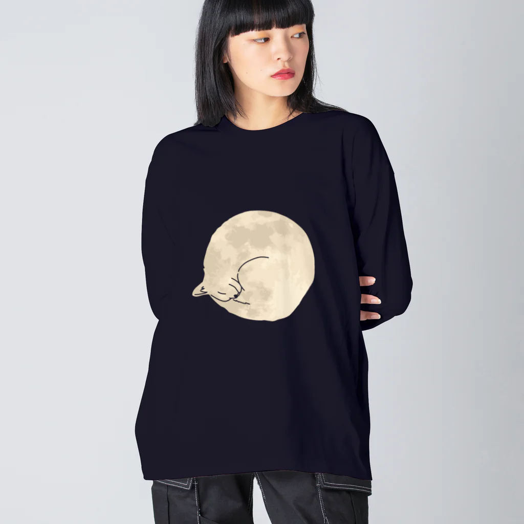 まるくの満月猫 Big Long Sleeve T-Shirt