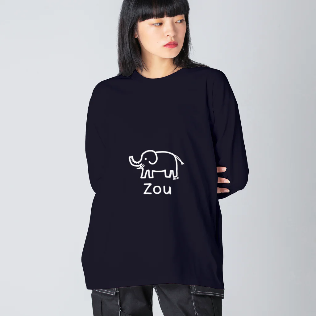 MrKShirtsのZou (ゾウ) 白デザイン ビッグシルエットロングスリーブTシャツ