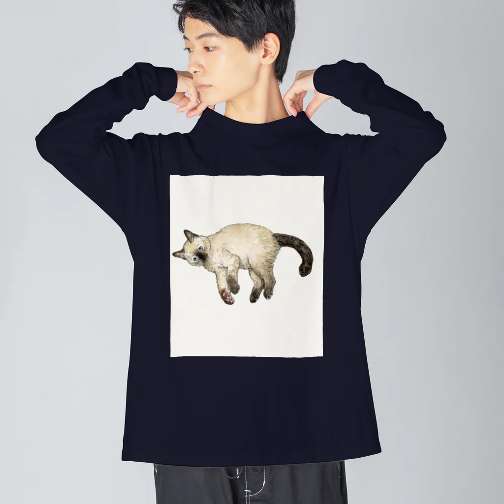 ネコノートショップ（neco-note shop）のビビ（つかねこ） ビッグシルエットロングスリーブTシャツ