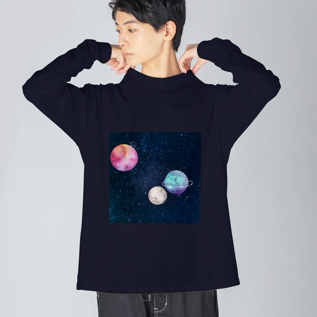 Apricot_taruの綺麗な宇宙 ビッグシルエットロングスリーブTシャツ