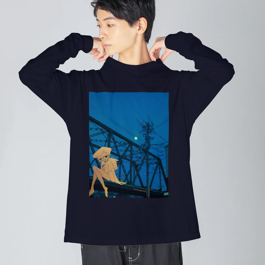 K.garouの喫煙ガール 高架 Big Long Sleeve T-Shirt