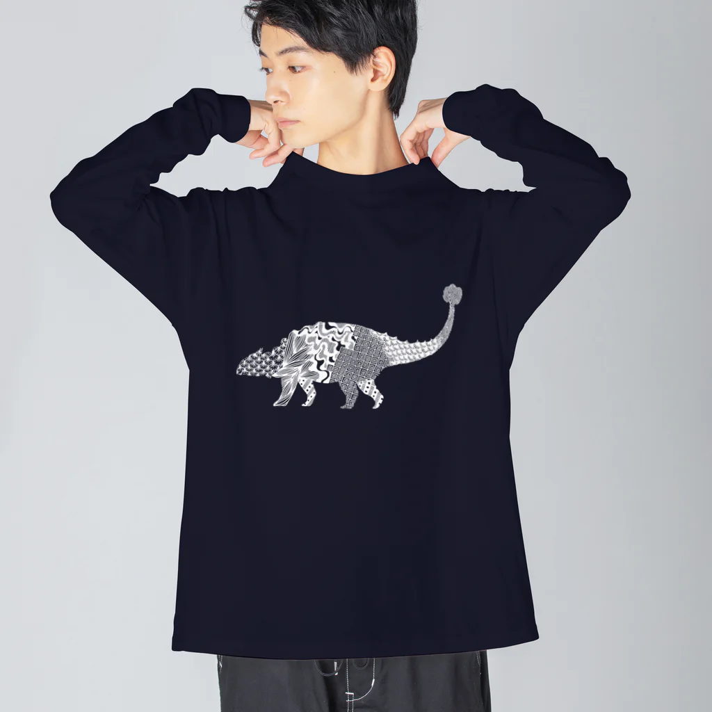 新谷べにのアンキロサウルス白 ビッグシルエットロングスリーブTシャツ