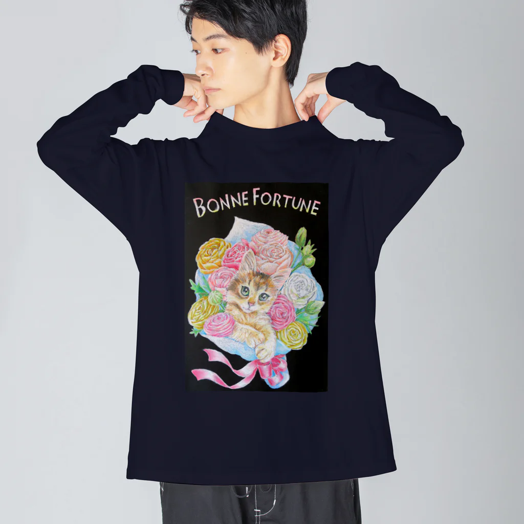 Ａｔｅｌｉｅｒ　Ｈｅｕｒｅｕｘのしあわせのねこの花束 Big Long Sleeve T-Shirt