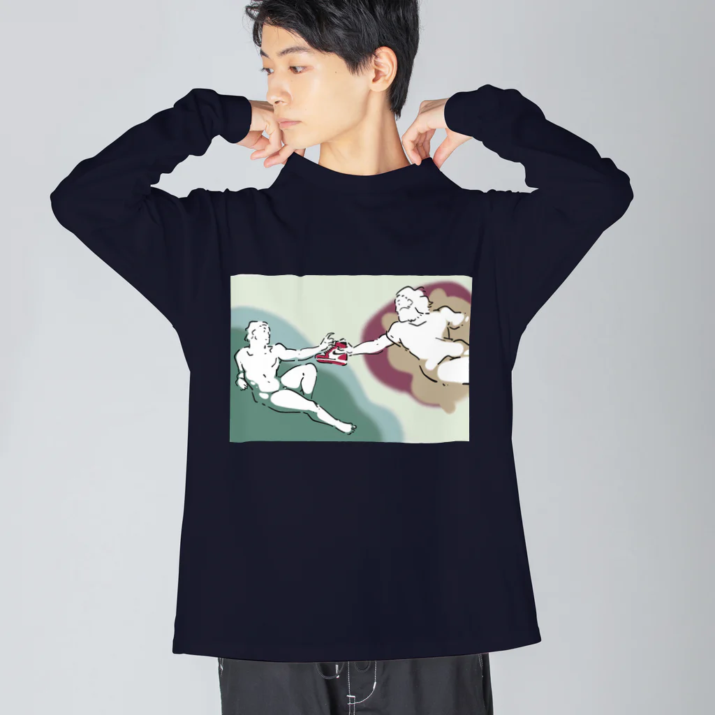 山形屋米店のアダムの創造SNKRS Big Long Sleeve T-Shirt