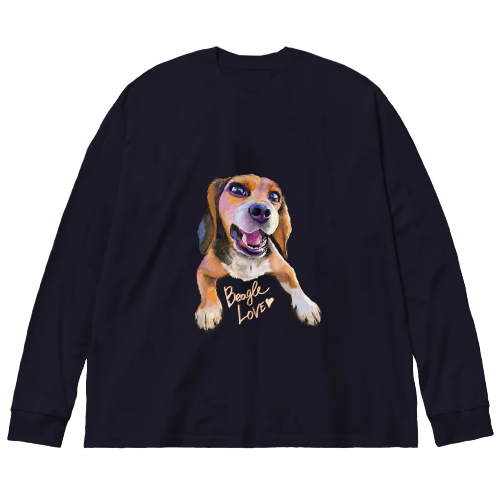 ビーグル大好きのビーグル犬LOVE ビッグシルエットロングスリーブTシャツ