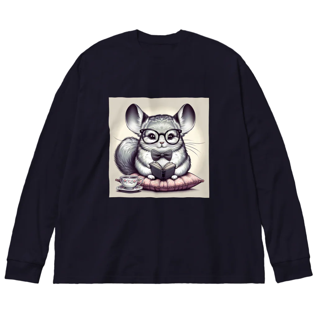 もふっとチンチラ🐭のメガネくんチンチラ ビッグシルエットロングスリーブTシャツ