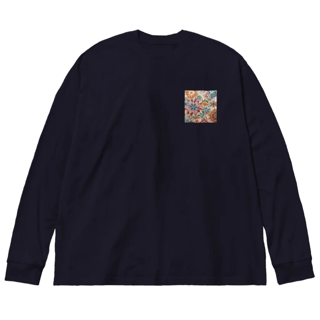 使いやすいデザインがいいね！のお花のバティック柄 鮮やか Big Long Sleeve T-Shirt